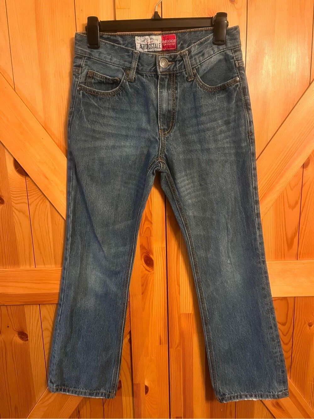 AEROPOSTALE Mens 27/28 Driggs Slim Boot Cut Distressed Denim Blue Jeans (1173)
